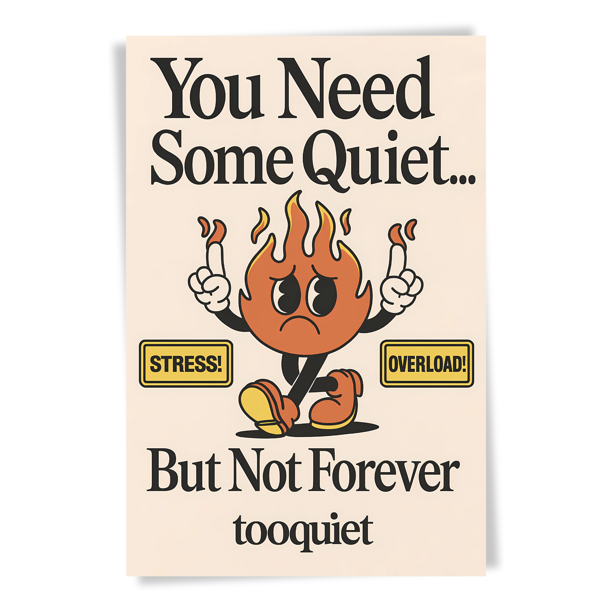 You Need Some Quiet Printable Wall Art – Retro Introvert Poster, 24x36 Digital Download (2:3 Ratio)