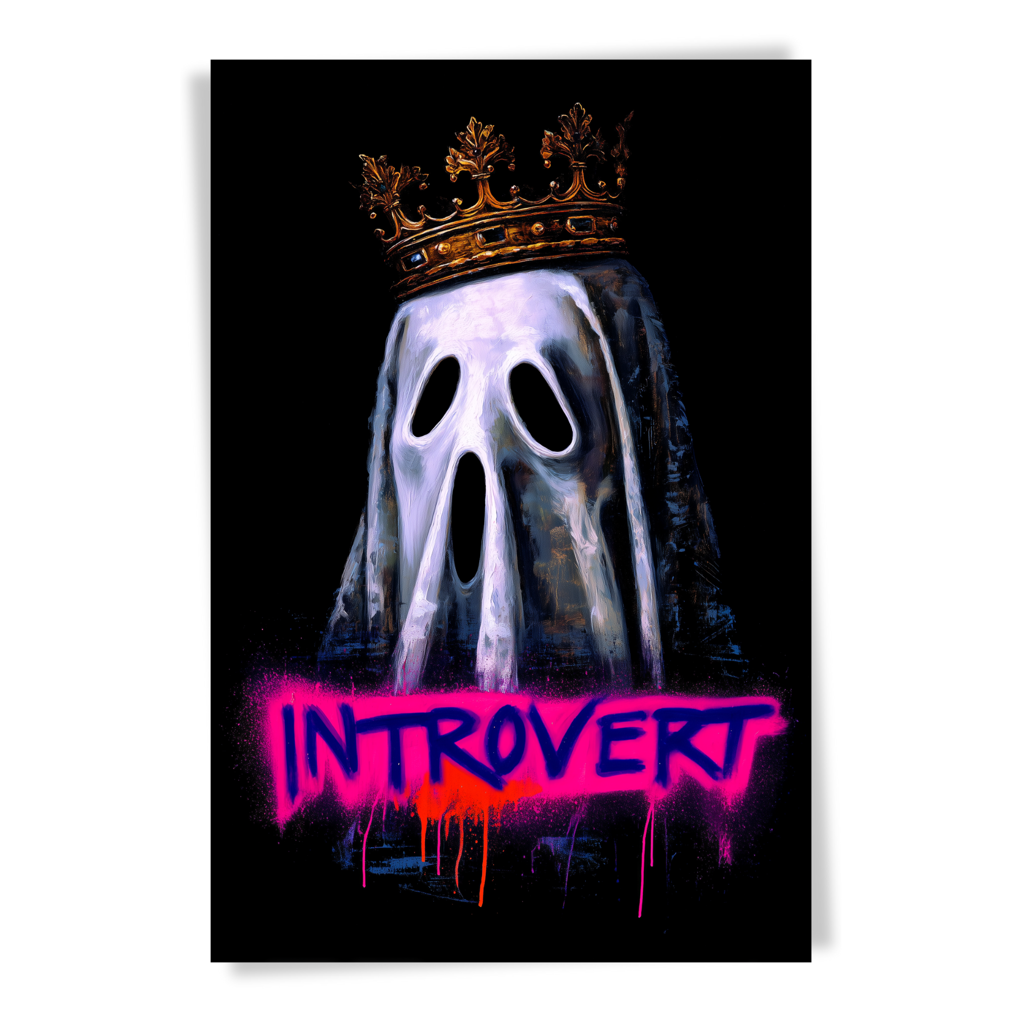 Crowned Ghost Introvert Wall Art – Baroque x Street Style Print (2:3 Ratio)