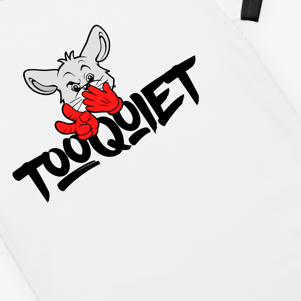 TooQuiet Ringer Tee – Signature Mascot Logo (Black Trim)