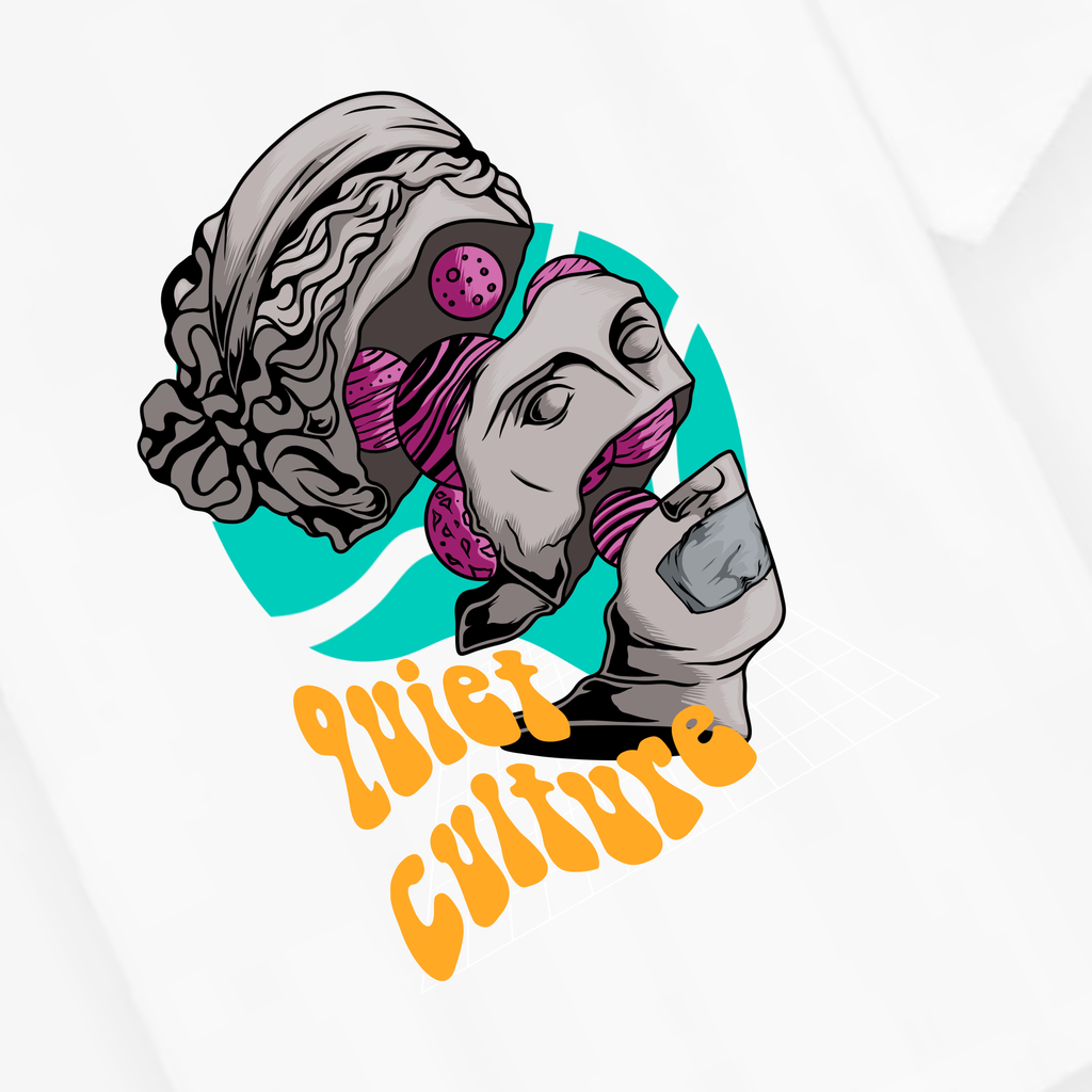 Classic Quiet Culture Oversized Tee – Neo-Classical Graffiti Edition