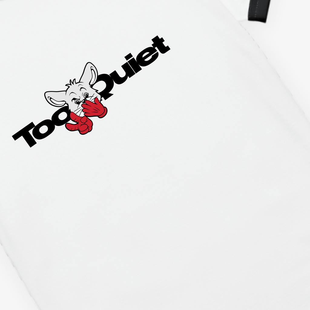 TooQuiet Ringer Tee – Minimal Chest Logo Edition (Black Trim)