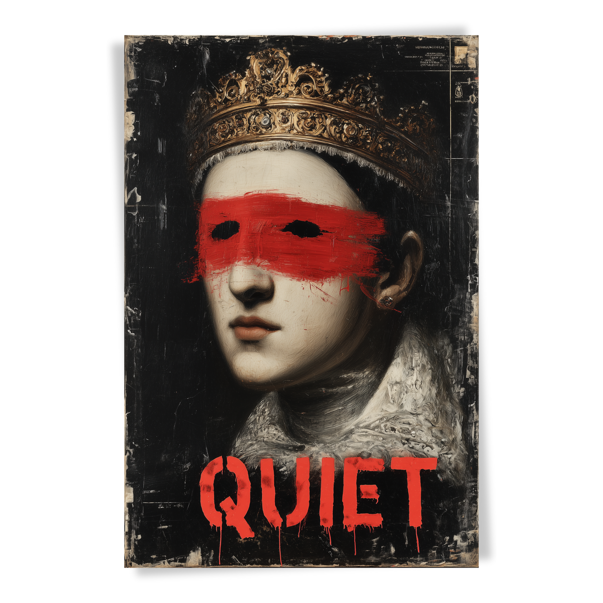 Quiet Royal Red Graffiti Wall Art – Baroque-Inspired Rebel Print (2:3 Ratio)