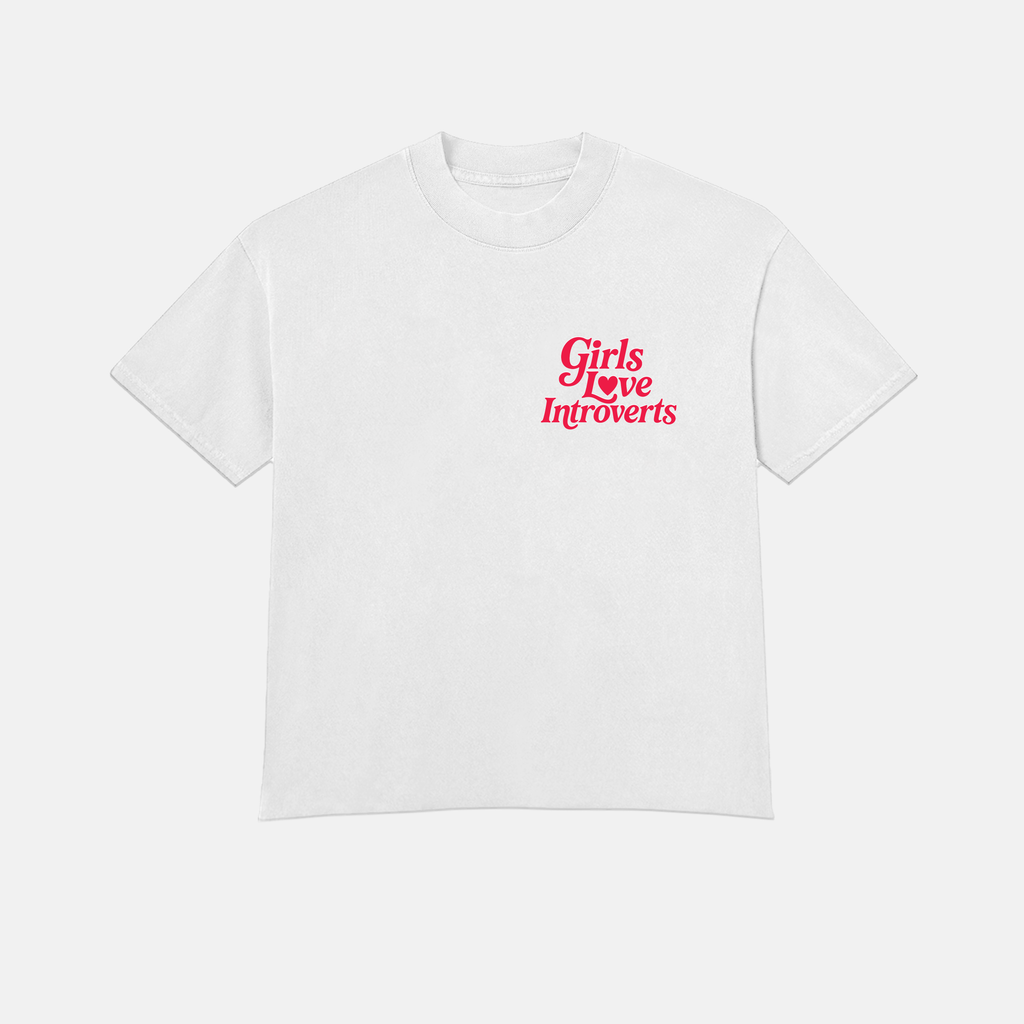 Girls Love Introverts - White / Red